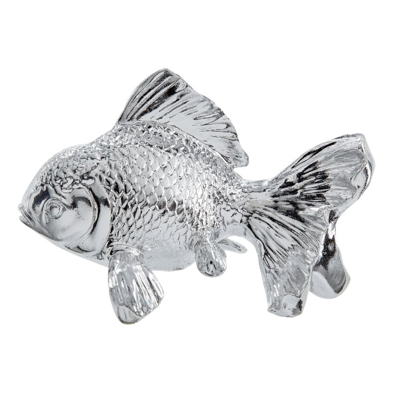 Decorative Fish Figurine- 10 Inch Silver Resin Tabletop Accessory