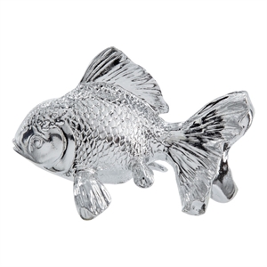 Decorative Fish Figurine- 10 Inch Silver Resin Tabletop Accessory