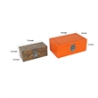 Storage Box Set of 2-  Heritage Motif Faux Leather- Orange Brown