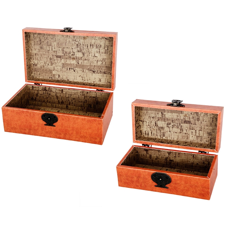 Storage Box Set of 2- Hunting Dogs and Horse Drawn Carriage Print- Brown