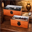 Storage Box Set of 2- Hunting Dogs and Horse Drawn Carriage Print- Brown