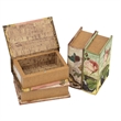 Meer Faux Book Storage Box Set of 4- Vintage Flowers Butterflies- Pink Silk
