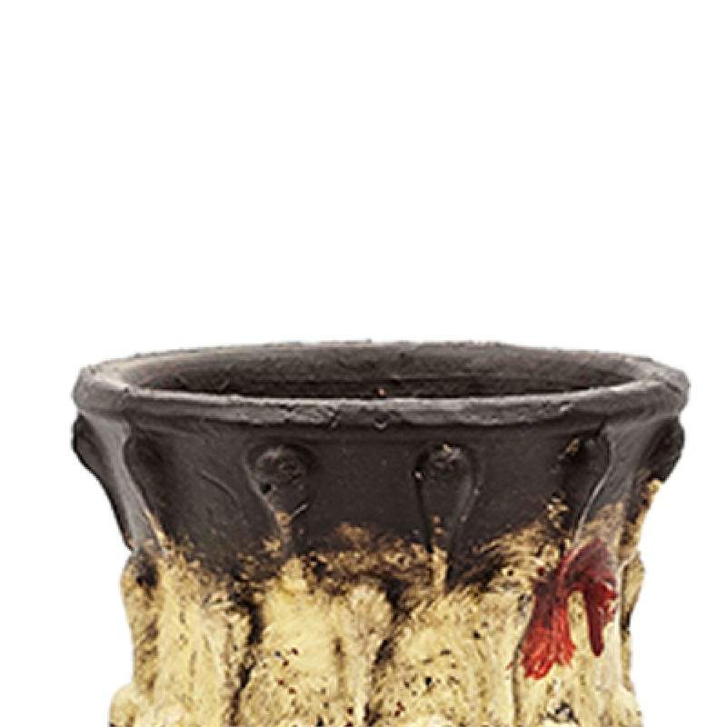 Decorative Flower Vase- 10 Inch Textured Red Cream and Brown Terracotta