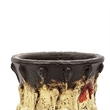 Decorative Flower Vase- 10 Inch Textured Red Cream and Brown Terracotta
