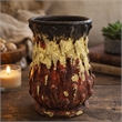 Decorative Flower Vase- 10 Inch Textured Red Cream and Brown Terracotta