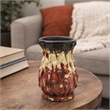 Decorative Flower Vase- 10 Inch Textured Red Cream and Brown Terracotta