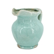 Tery Decorative Flower Vase with Handle- 9 Inch- Glazed Blue Terracotta