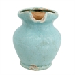 Tery Decorative Flower Vase with Handle- 9 Inch- Glazed Blue Terracotta