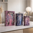 Meer Faux Book Storage Box Set of 3- Pink Black Fashion Illustrations- Silk