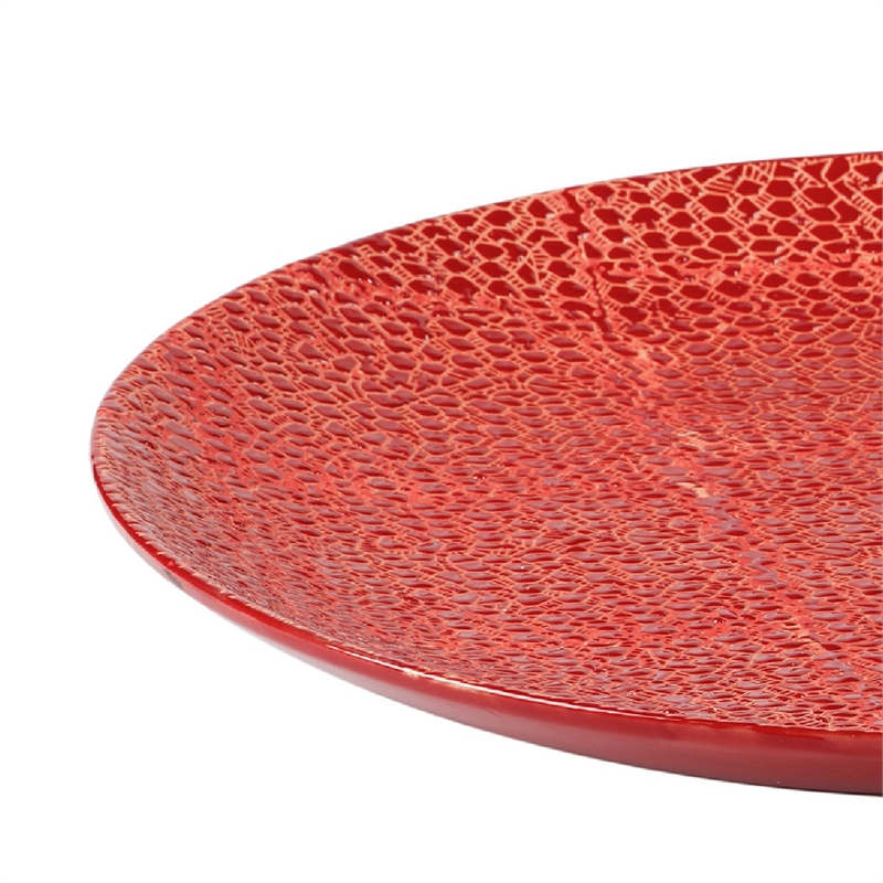 Decorative Tabletop Accent Plate- 20 Inch Red Gold Speckled Finish