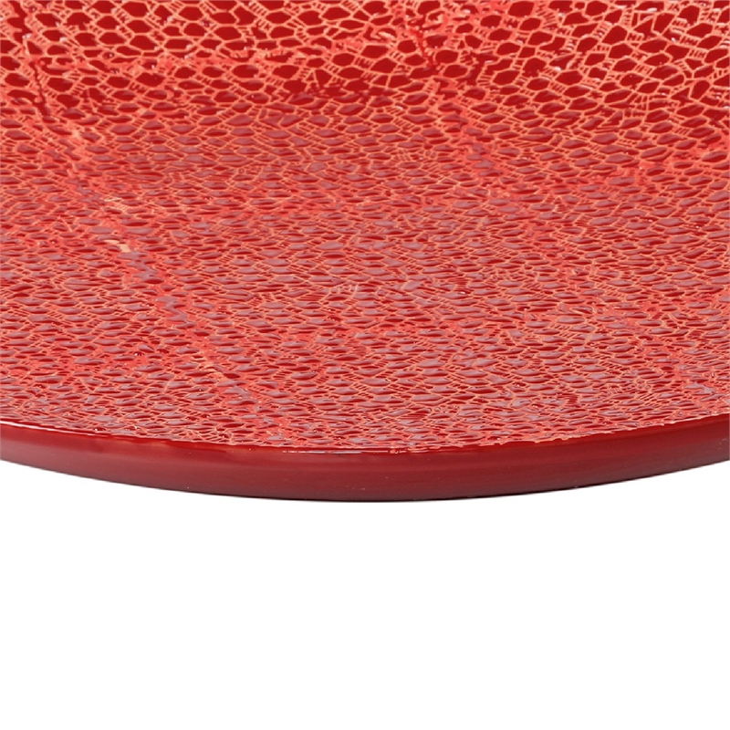 Decorative Tabletop Accent Plate- 20 Inch Red Gold Speckled Finish