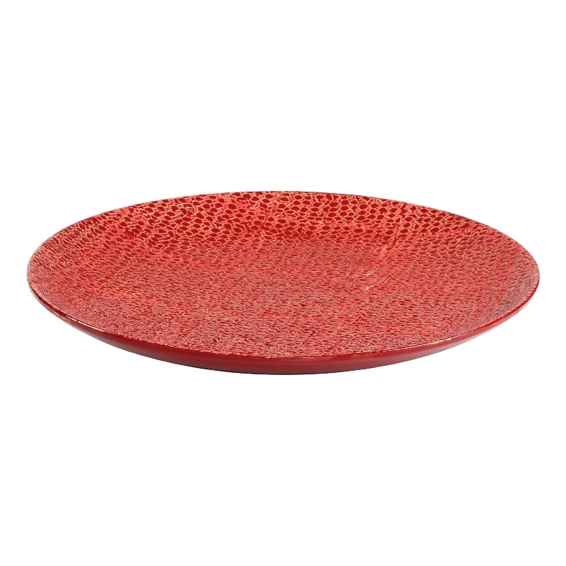 Decorative Tabletop Accent Plate- 20 Inch Red Gold Speckled Finish