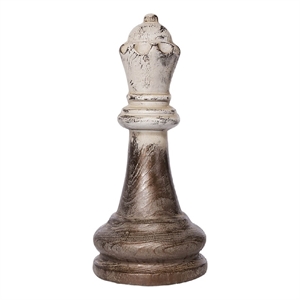 Tabletop Decor- King Chess Piece- Bronze and White Magnesium 21 Inch