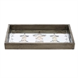 Gery Serving Tray Set of 2- Patterned Glass Base and Rustic Brown Frame