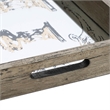 Gery Serving Tray Set of 2- Patterned Glass Base and Rustic Brown Frame