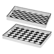Set of 2 Serving Trays- Black and White Checkered and Chevron Pattern