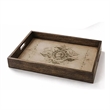 Decorative Serving Tray Set of 2- Vintage Emblem Design- Cream Brown