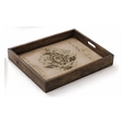 Decorative Serving Tray Set of 2- Vintage Emblem Design- Cream Brown
