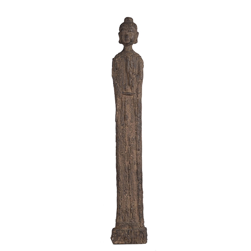 Reva Standing Buddha Sculpture- Distressed Brown Polyresin 24 Inch