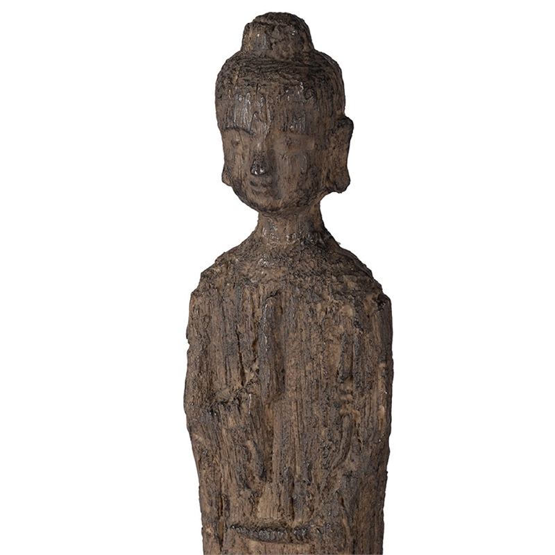 Reva Standing Buddha Sculpture- Distressed Brown Polyresin 24 Inch