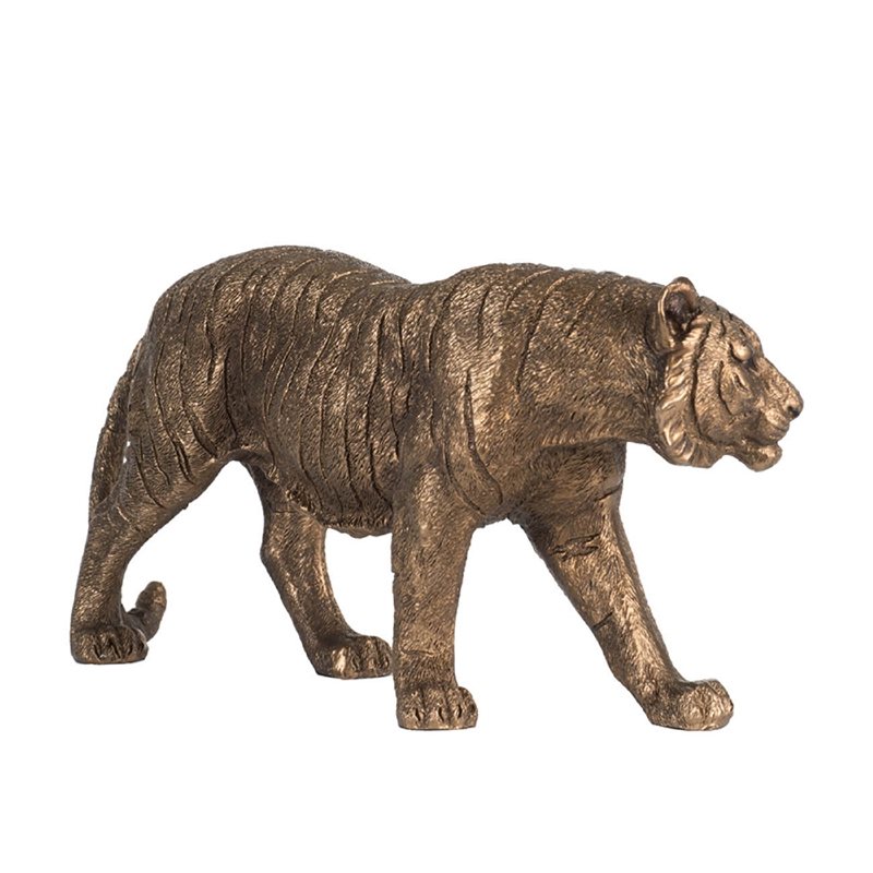 Tiger Statue Decor- Realistic 11 Inch Bronze Polyresin Sculpture