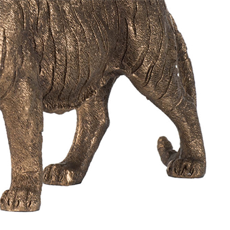Tiger Statue Decor- Realistic 11 Inch Bronze Polyresin Sculpture
