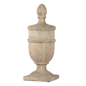 Chester Finial Tabletop Decor- Whitewashed Beige Polyresin- 22 Inch