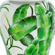 Jesu Temple Jar with Lid- White Green Palm Leaf Accent- 18 Inch Porcelain