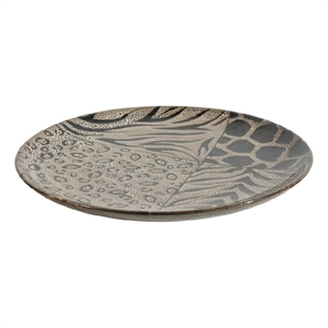 Decorative Plate- Animal Print Design- Brown and Black Ceramic- 16 Inch