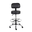 Fea Medical Drafting Stool- Black Vinyl- Low Back and Padded Seat- Chrome