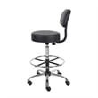 Fea Medical Drafting Stool- Black Vinyl- Low Back and Padded Seat- Chrome