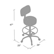 Fea Medical Drafting Stool- Black Vinyl- Low Back and Padded Seat- Chrome