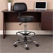 Fea Medical Drafting Stool- Black Vinyl- Low Back and Padded Seat- Chrome