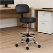 Fea Medical Drafting Stool- Black Vinyl- Low Back and Padded Seat- Chrome