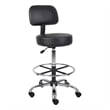 Fea Medical Drafting Stool- Black Vinyl- Low Back and Padded Seat- Chrome