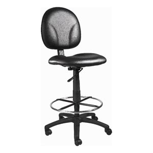 Zem Drafting Stool with Footring- Black Vinyl Contoured Back & Seat