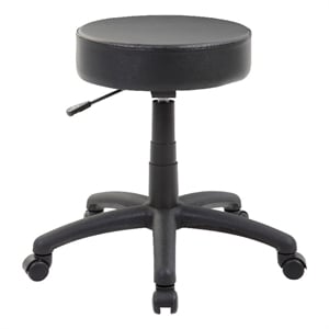 Swivel Stool with 18-23 Inch Adjustable Height- Round Black Vinyl Seat