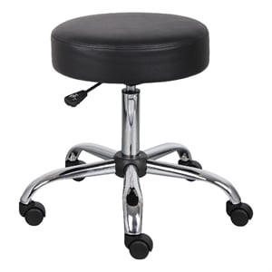 Fea Medical Swivel Stool- Round Black Padded Seat- Rolling Chrome Base