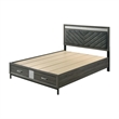Lito 5pc Queen Bedroom Set- 2 Nightstands- Gray Upholstery- Storage Bed