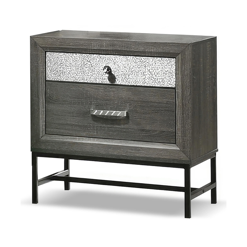 Lito 5pc Queen Bedroom Set- 2 Nightstands- Gray Upholstery- Storage Bed