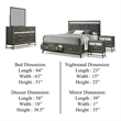 Lito 5pc Queen Bedroom Set- 2 Nightstands- Gray Upholstery- Storage Bed