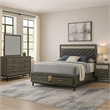Lito 5pc Queen Bedroom Set- 2 Nightstands- Gray Upholstery- Storage Bed