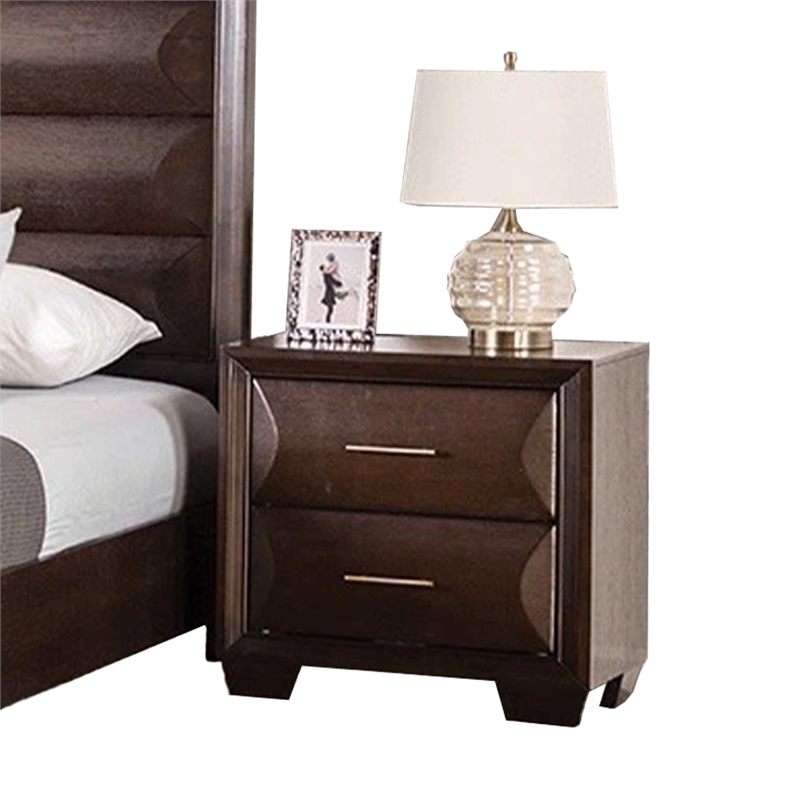 Nitz 4pc Queen Bedroom Set- Sculpted Headboard- Espresso Brown