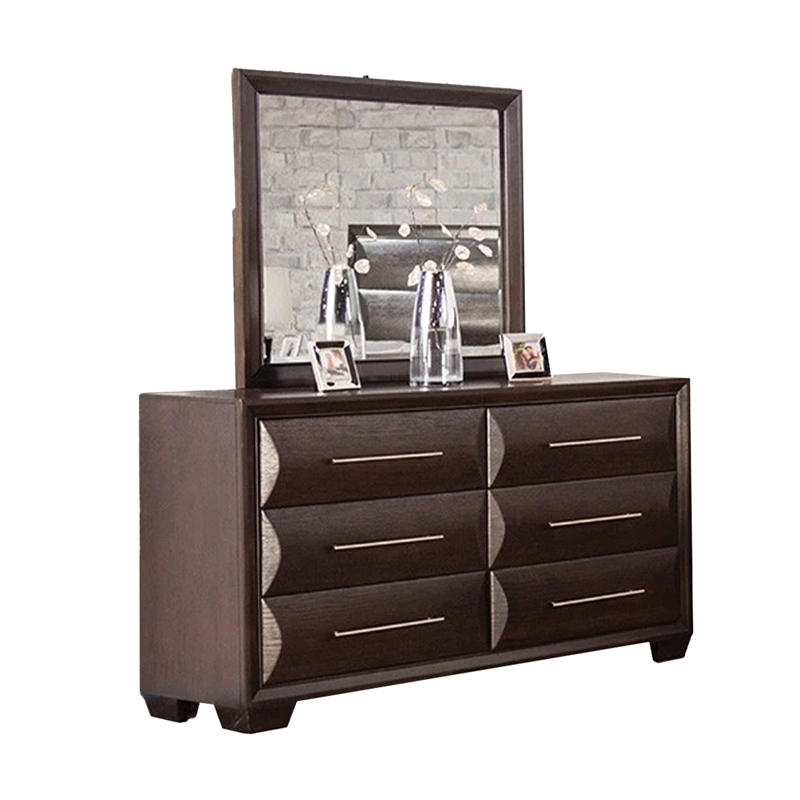 Nitz 4pc Queen Bedroom Set- Sculpted Headboard- Espresso Brown