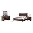 Nitz 4pc Queen Bedroom Set- Sculpted Headboard- Espresso Brown
