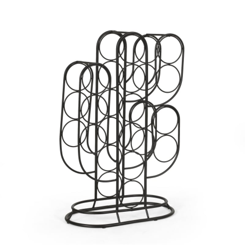 13 Bottles Countertop Wine Rack- 23 Inch- Cactus Shaped Black Metal