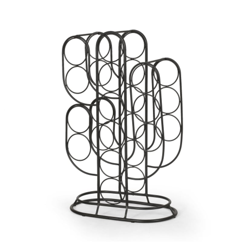 13 Bottles Countertop Wine Rack- 23 Inch- Cactus Shaped Black Metal