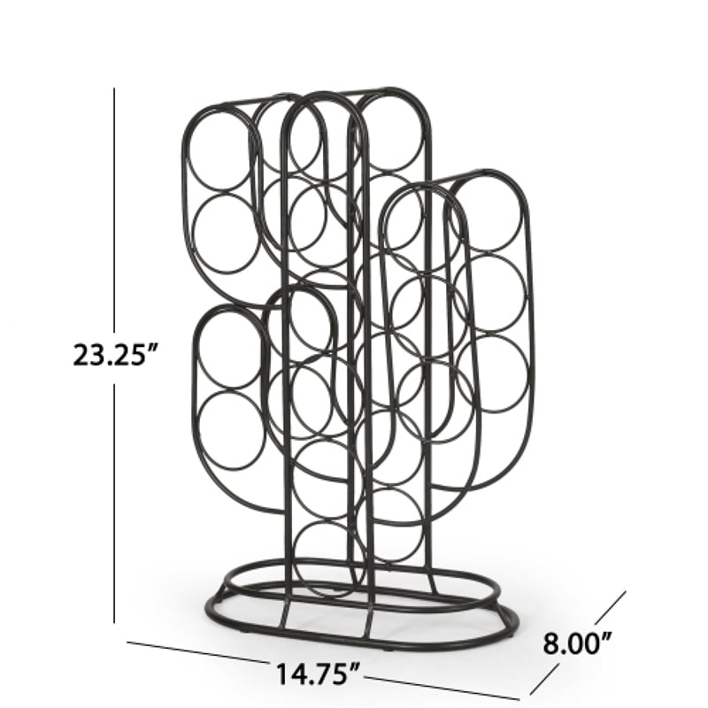 13 Bottles Countertop Wine Rack- 23 Inch- Cactus Shaped Black Metal