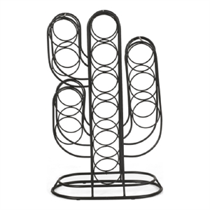 13 Bottles Countertop Wine Rack- 23 Inch- Cactus Shaped Black Metal