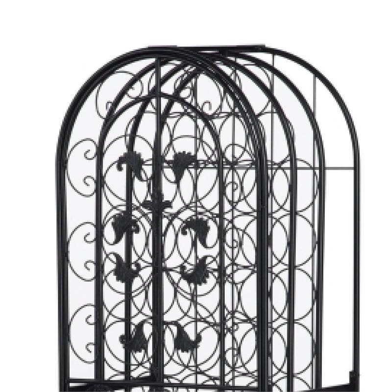 Homy Tall Wine Rack Cabinet with Lock- Holds 45 Bottles- Black Wrought Iron